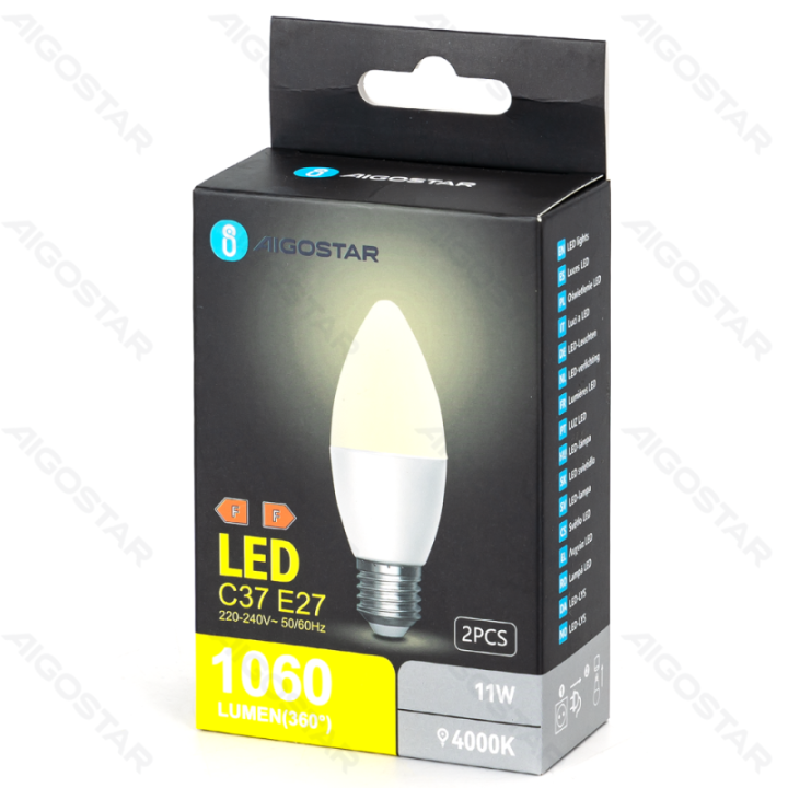 LED bulb C37 E27 11W 4000K 2pcs
