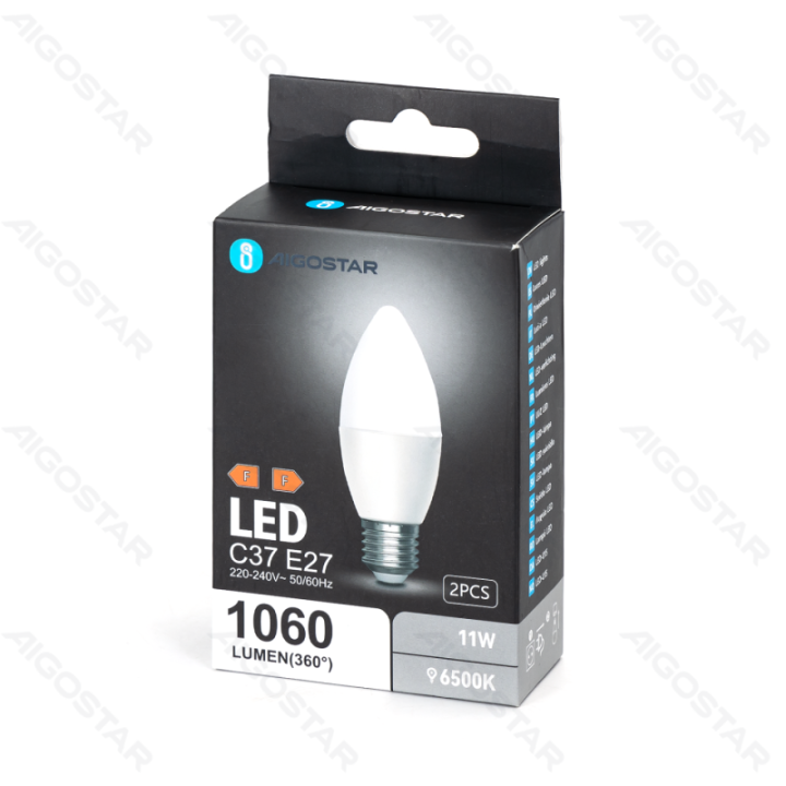 LED bulb C37 E27 11W 6500K 2pcs