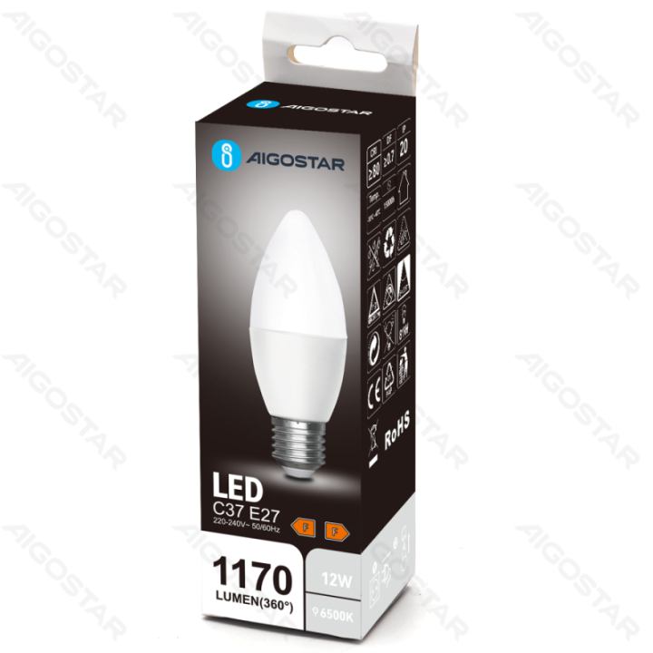 LED lemputė C37 E27 12W 6500K