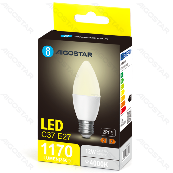 LED bulb C37 E27 12W 4000K 2pcs