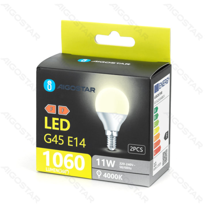 LED lemputė G45 11W 1060lm 4000K E14 2pcs