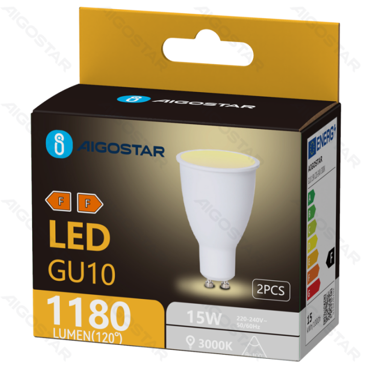 LED GU10 15W 3000K 2pcs