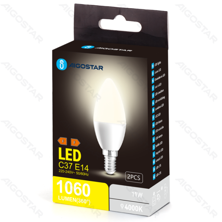 LED C37 E14 11W 4000K 2pcs