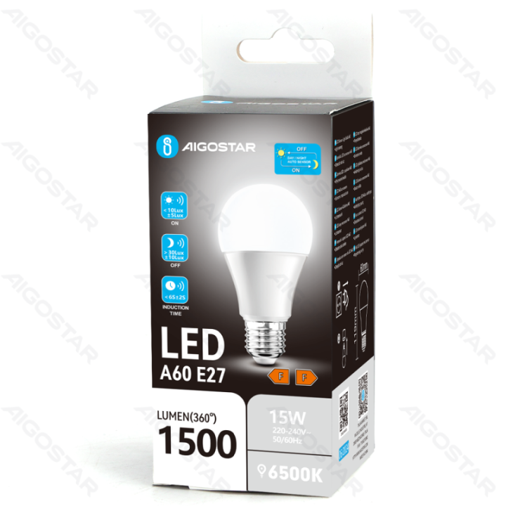 LED light sensitive induced bulb A60 E27 15W 6500K