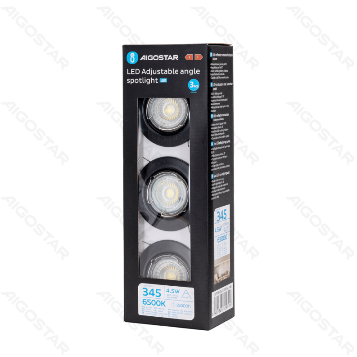 LED Reguliuojamo kampo prožektorius 4.5W 6500K (iškirpimas: 65mm) 3PCS