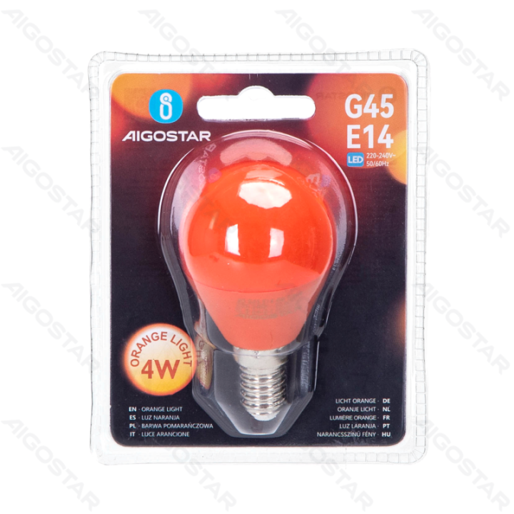 LED G45 Sferinė lemputė-E14-4W-Oranžinė šviesa