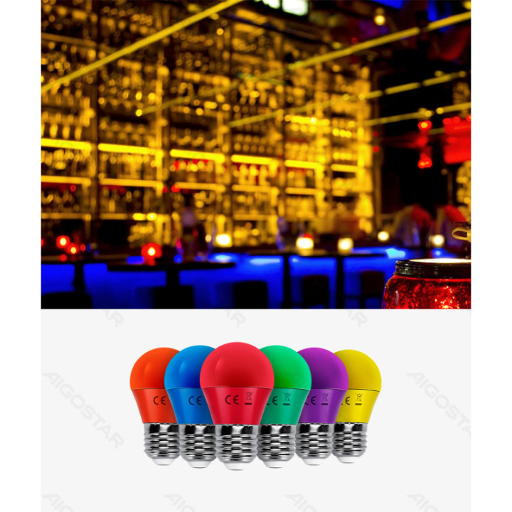 LED G45 Rutulinė lemputė-E27-4W-Raudona šviesa