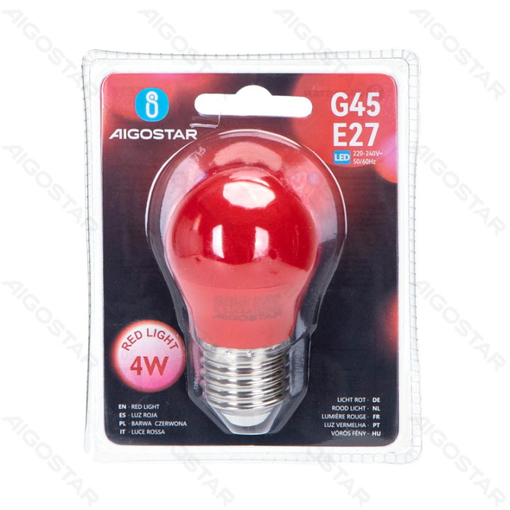 LED G45 Globe Bulb-E27-4W-Red light