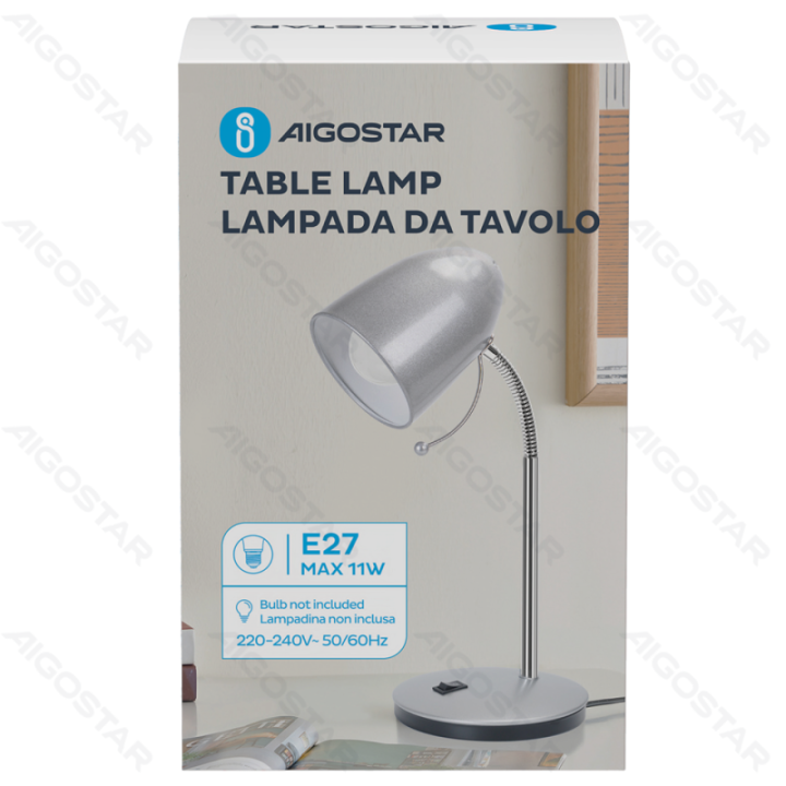 Stalinė lempa (be šviesos šaltinio) sidabrinė E27