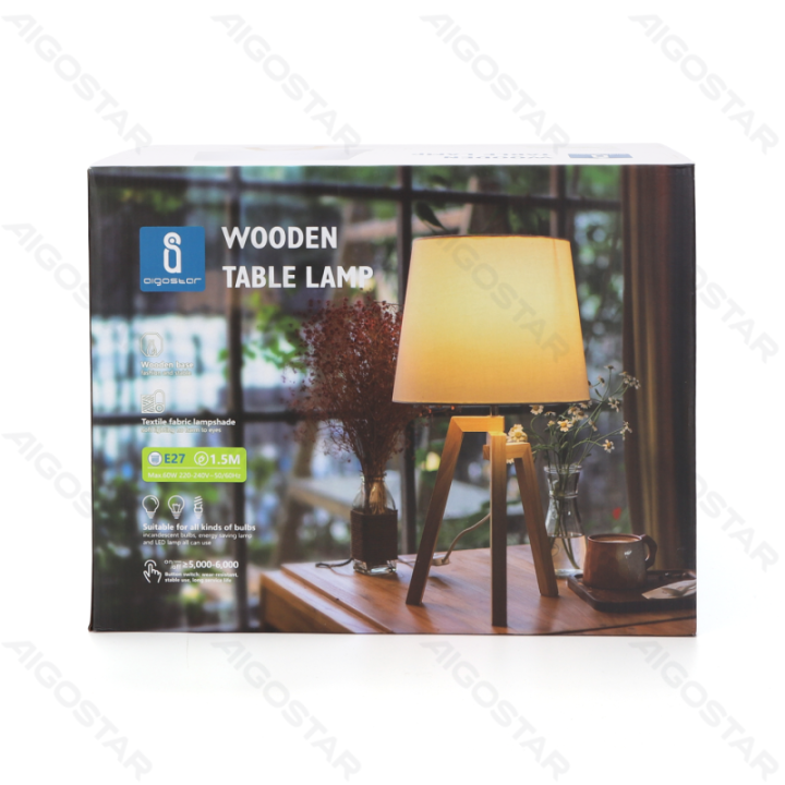 Medinė stalinė lempa (be šviesos šaltinio) E27
