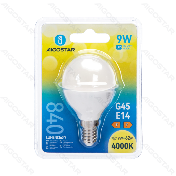 LED G45 Sferinė lemputė-E14-9W-4000K-840lm