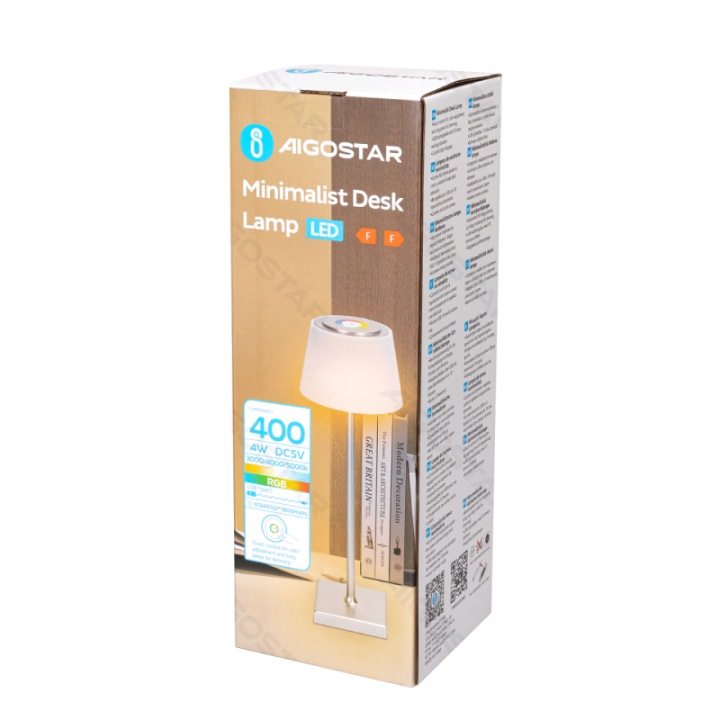 Rechargeable Desk Lamp 4W RGB+CCT Touch Dimming and Color Changing