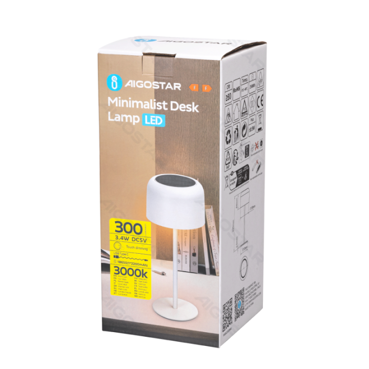 Saulės įkraunama stalinė lempa 3W 3000K paliestinis reguliavimas