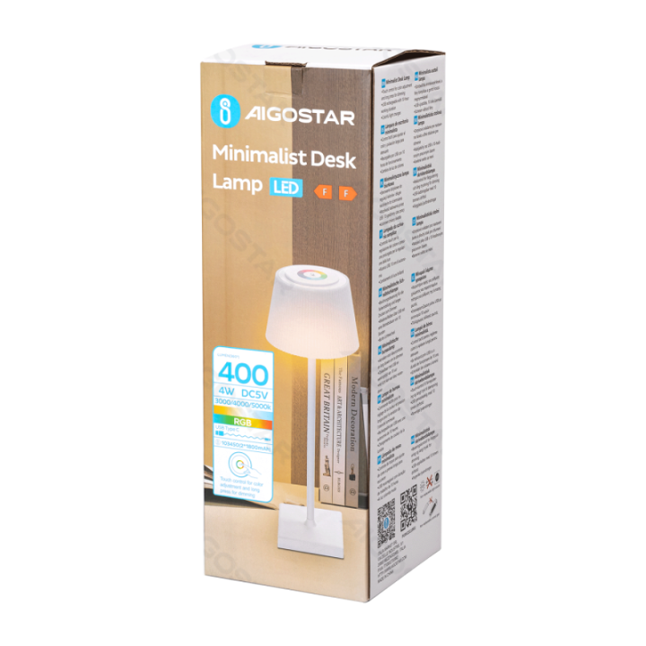 Įkraunama stalinė lempa 4W RGB+CCT paliestinis reguliavimas ir spalvų keitimas