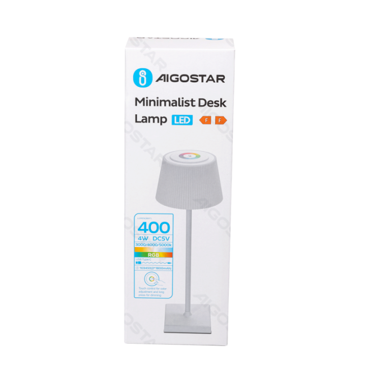 Įkraunama stalinė lempa 4W RGB+CCT paliestinis reguliavimas ir spalvų keitimas