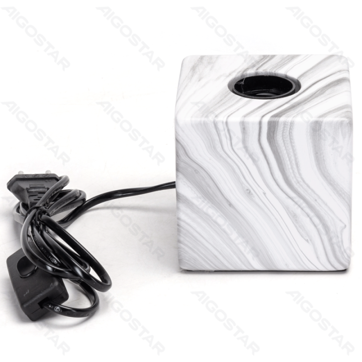 Table lamp base, Bulb not included, E27, Imitation marble pattern, Cubic