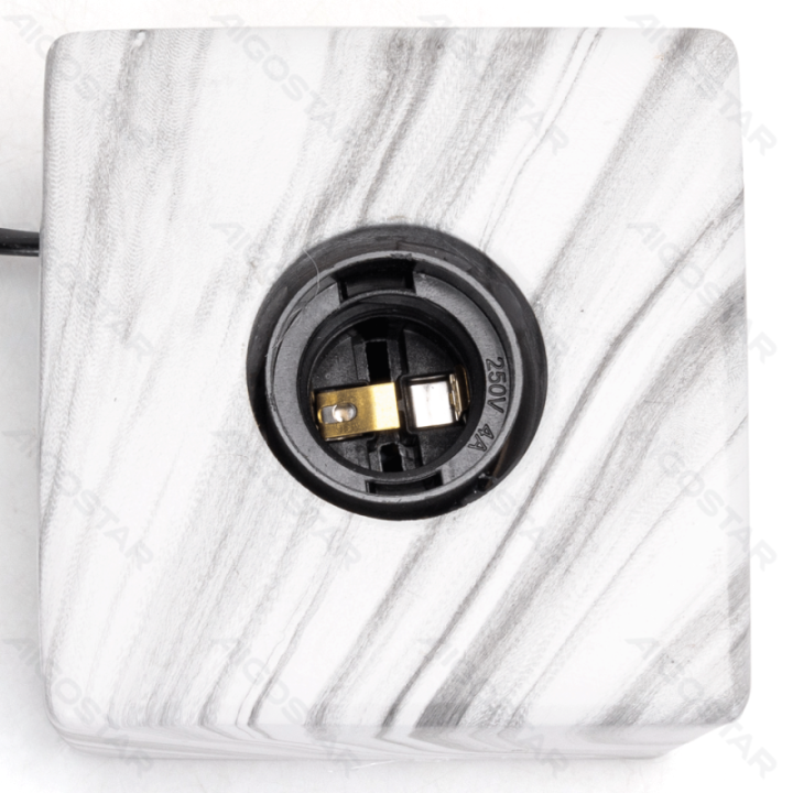 Table lamp base, Bulb not included, E27, Imitation marble pattern, Cubic