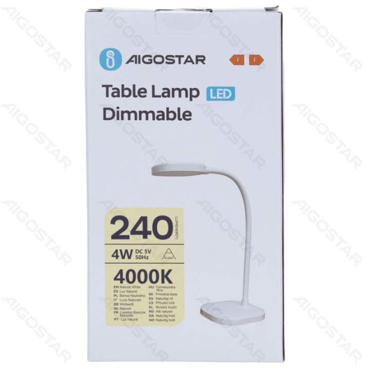 LED stalinė lempa, reguliuojama 4W 4000K, natūrali šviesa