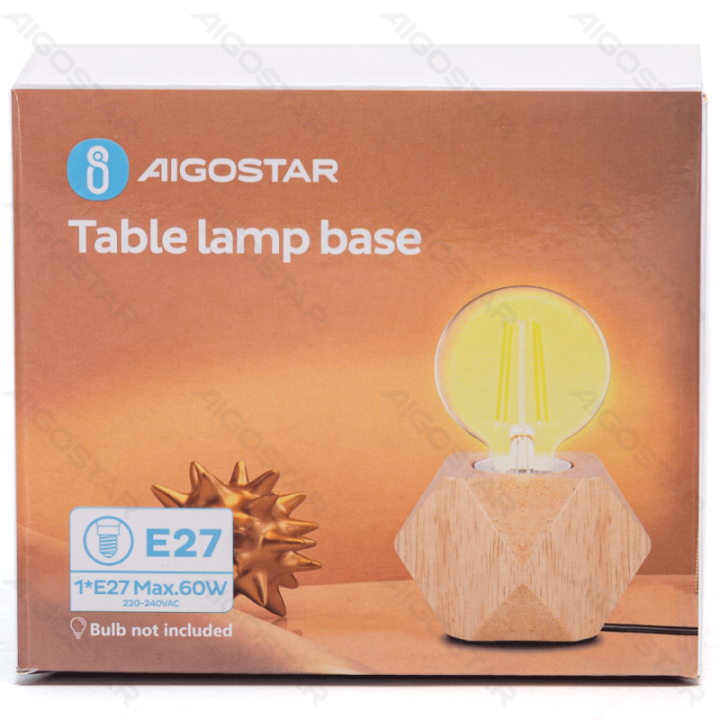 Table lamp (without light source)-MAX.60W-E27-Wooden
