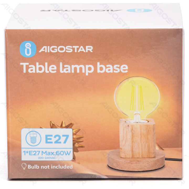 Table lamp (without light source)-MAX.60W-E27-Wooden