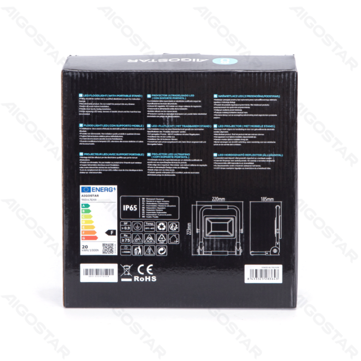 LED floodlight with portable stand 20W 1850lm 6500K IP65