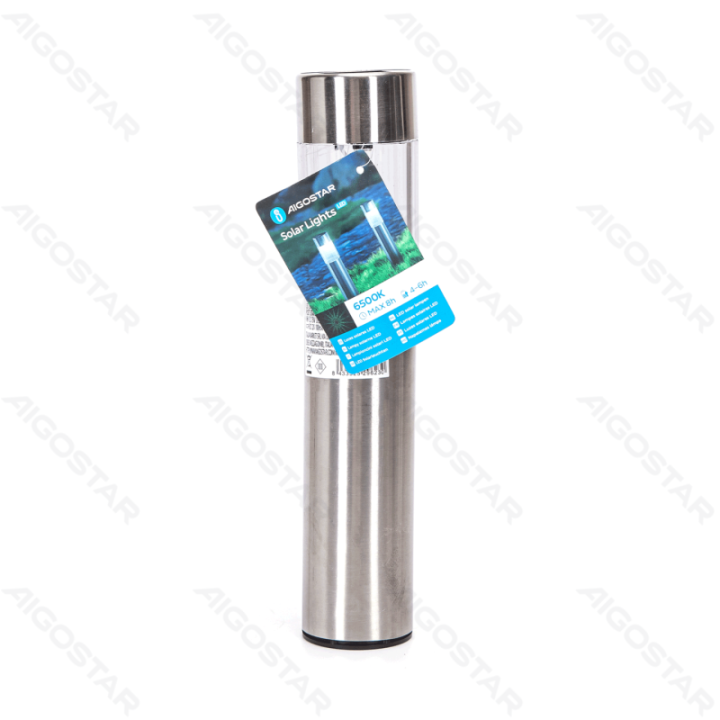 LED Solar Ambient Lawn Light Stainless Steel Post Stake 6500K