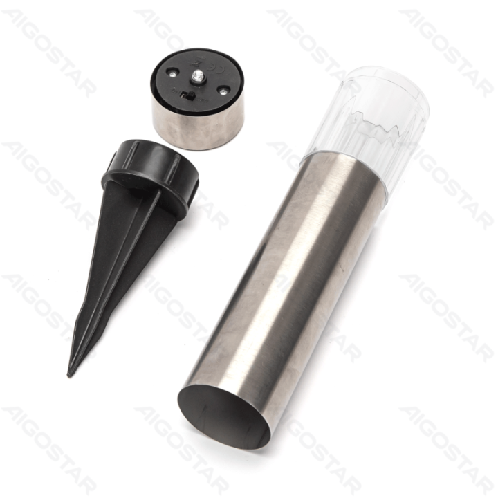 LED Solar Ambient Lawn Light Stainless Steel Post Stake 6500K