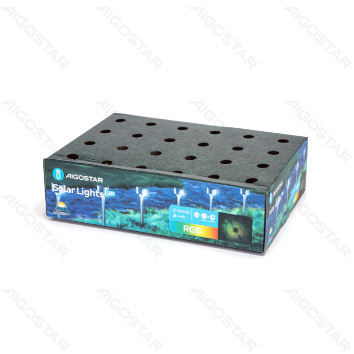 LED Nerūdijančio plieno saulės lauko šviestuvas su integruotu gaubtu RGB