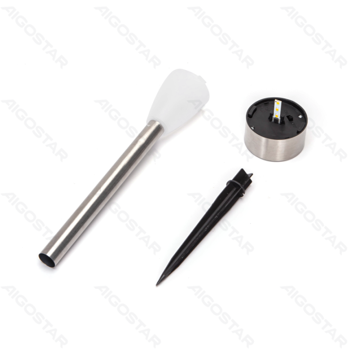 LED Solar Ambient Lawn Light Stainless Steel Flame 2700K