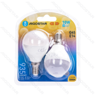 LED G45 Globe Bulb-E14-10W-3000K-935lm-2 pcs