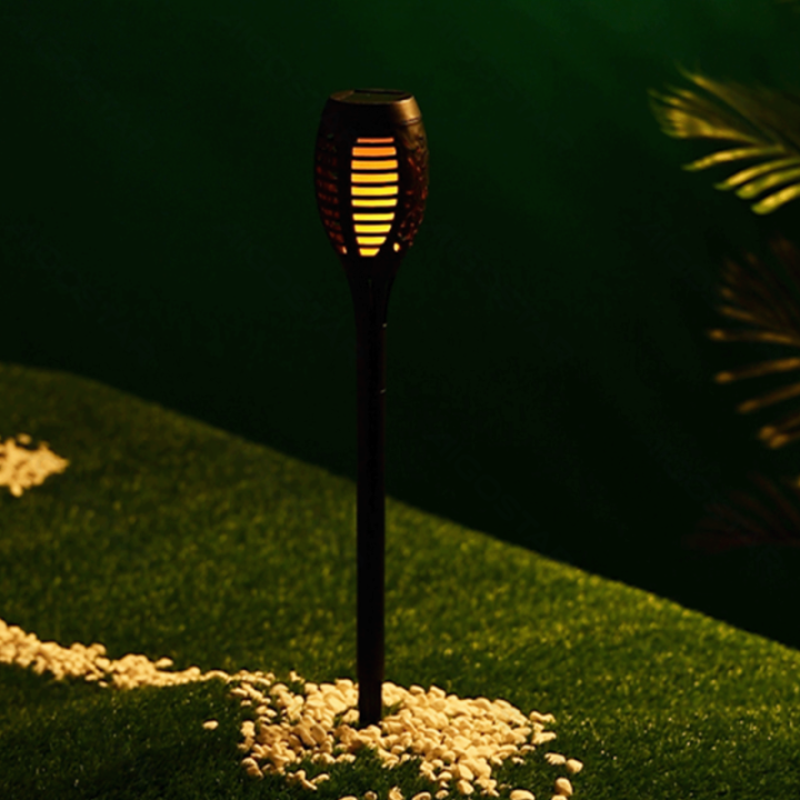 LED Solar Ambient Lawn Light Plastic Flame 2700K