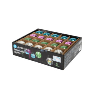 LED Solar Ambient Lawn Light Stainless Steel Cracked Ball RGB