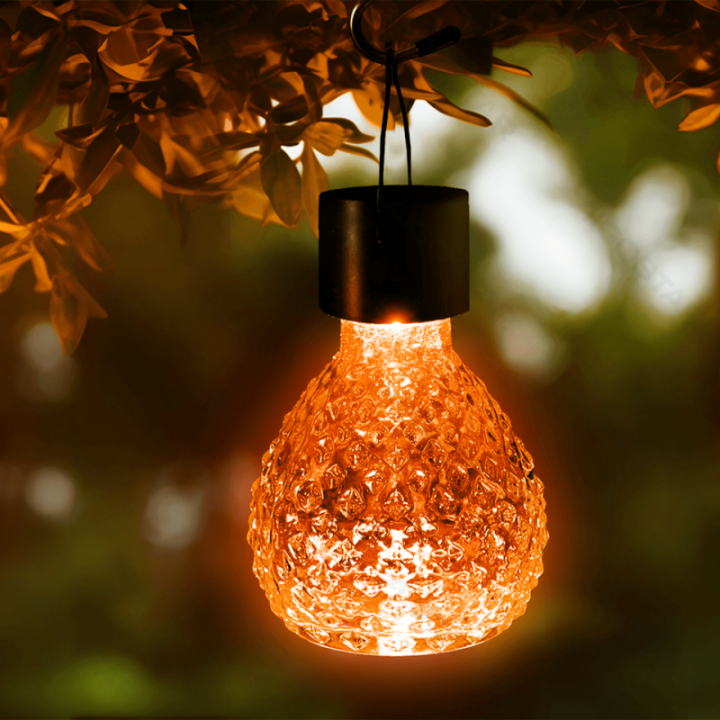 LED Solar Ambient Lawn Light Stainless Steel Hammered Glass RGB