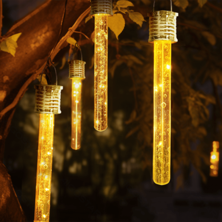 LED Solar Ambient Lawn Light Stainless Steel Bubble Stick Pendant 2700K