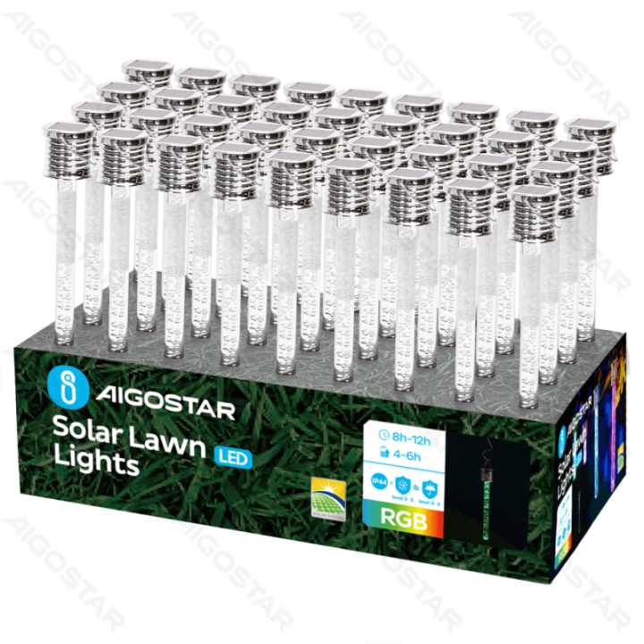 LED Solar Ambient Lawn Light Stainless Steel Bubble Stick Pendant RGB