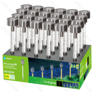 LED Solar Ambient Lawn Light Stainless Steel Bubble Stick Ground Insert 2700K