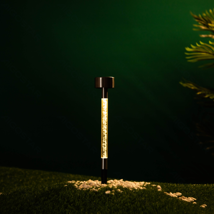 LED Solar Ambient Lawn Light Stainless Steel Bubble Stick Ground Insert 2700K