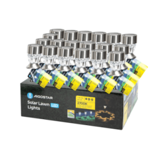 LED Solar Ambient Lawn Light Stainless Steel Diamond 2700K