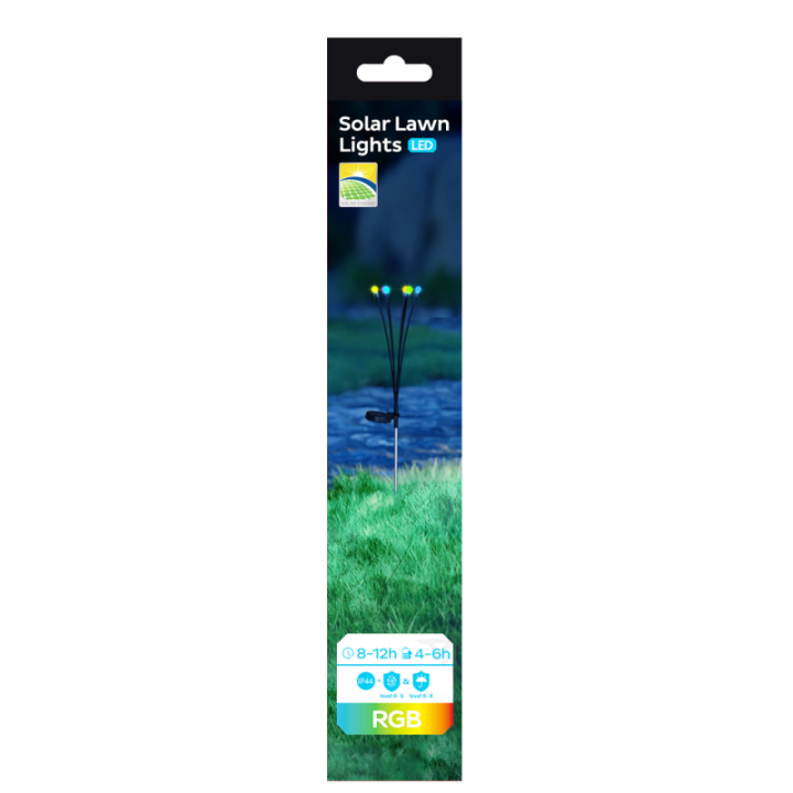 LED Solar Ambient Lawn Light Stainless Steel Fireflies RGB