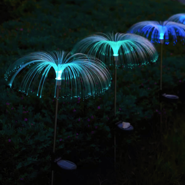 LED Solar Ambient Lawn Light Stainless Steel Jellyfish RGB