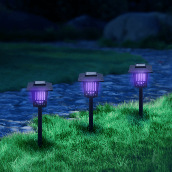 LED Solar Bug Zapper Lawn Light Plastic violet Light + White Light