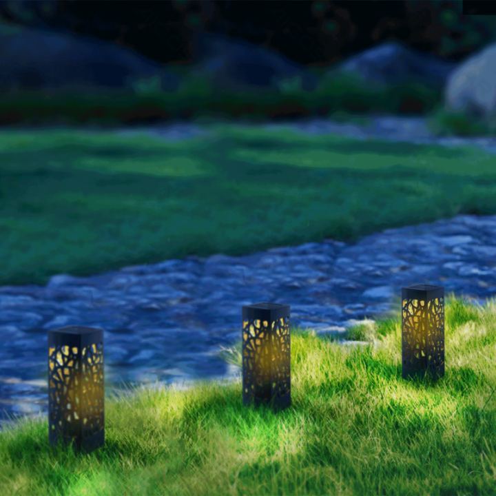 LED Solar Ambient Lawn Light Plastic Hollow 2700K