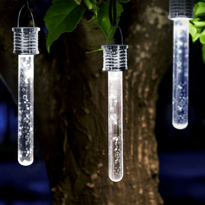 LED Solar Ambient Lawn Light Stainless Steel Bubble Stick Pendant 6500K