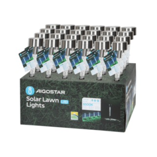 LED Solar Ambient Lawn Light Stainless Steel Bubble Stick Ground Insert 6500K