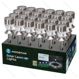 LED Solar Ambient Lawn Light Stainless Steel Diamond 6500K