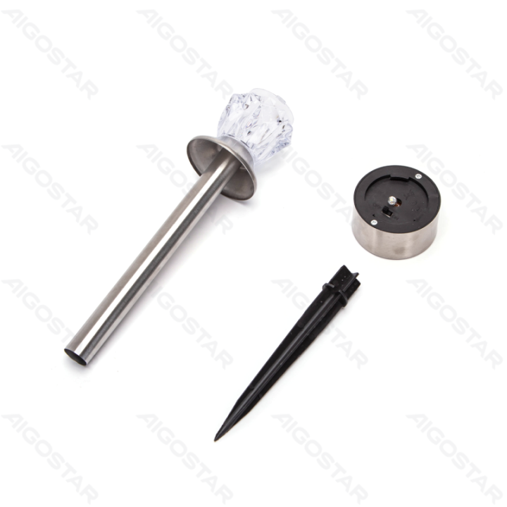 LED Solar Ambient Lawn Light Stainless Steel Diamond 6500K