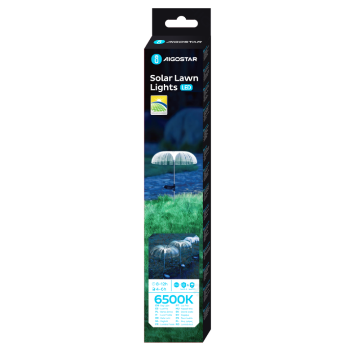 LED Solar Ambient Lawn Light Stainless Steel Jellyfish 6500K