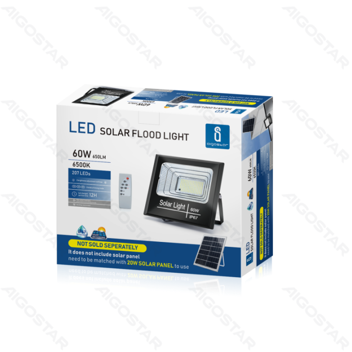 LED solar floodlight 60W 650lm 6500K IP67