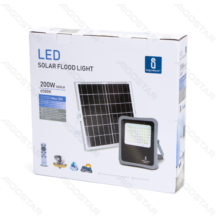 LED solar floodlight 200W 1600lm 6500K IP65