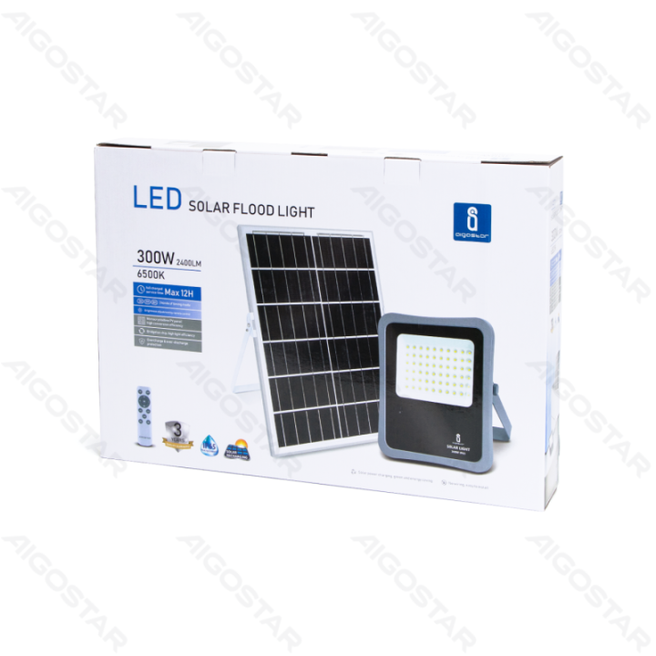 LED solar floodlight 300W 2400lm 6500K IP65